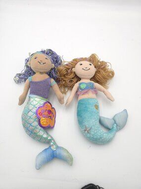 Groovy Girls Mermaid Dolls Lot of 2 Plush Manhattan Toy Soft Dolls Blue Teal